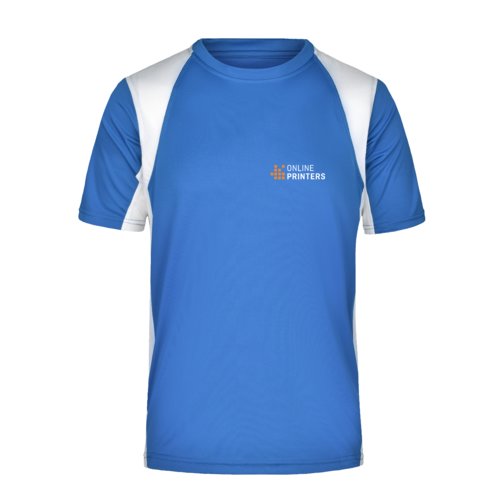 T-shirt de sport bleu en polyester pour homme.