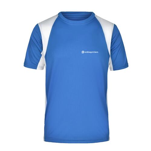 T-shirt de sport bleu en polyester pour homme.