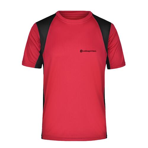 T-shirt rouge fonctionnel en polyester � manches courtes.