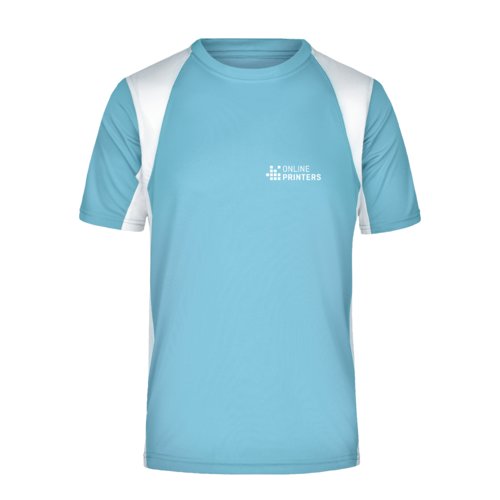 T-shirt de sport bleu clair en polyester pour hommes.