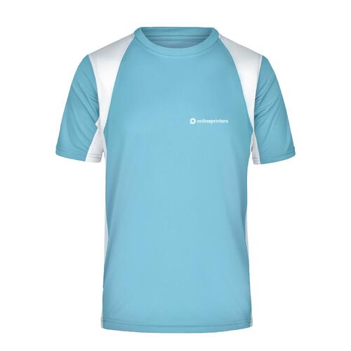 T-shirt de sport bleu clair en polyester pour hommes.