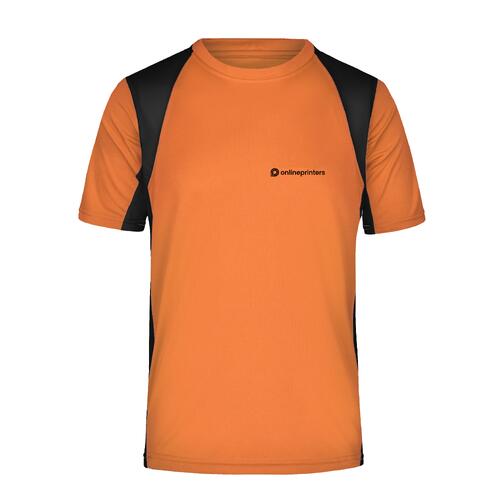 T-shirt fonctionnel orange en polyester pour hommes � manches courtes.
