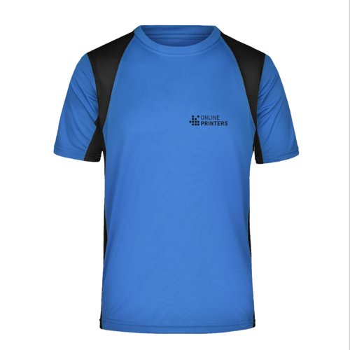 T-shirt de sport bleu en polyester pour hommes  manches courtes.