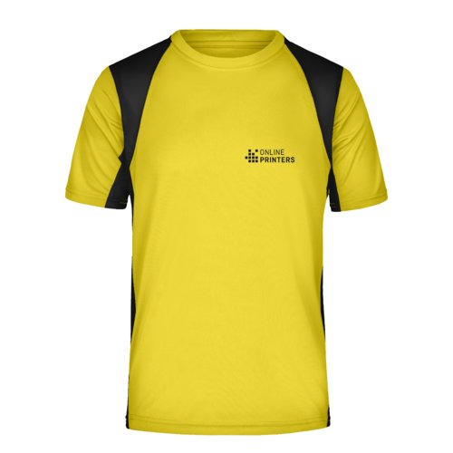 T-shirt fonctionnel jaune en polyester  manches courtes.