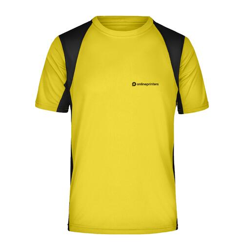 T-shirt fonctionnel jaune en polyester � manches courtes.