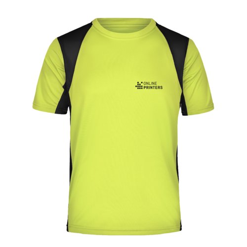 T-shirt fonctionnel en polyester jaune non pour homme  manches courtes.