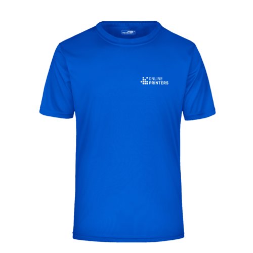 T-shirt bleu roi en polyester avec manches courtes.