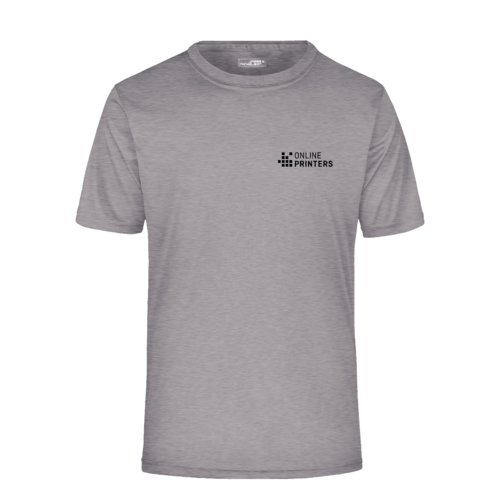 T-shirt en polyester gris chin avec manches courtes.