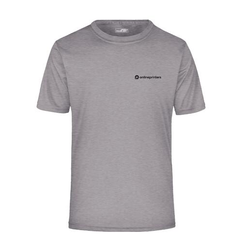 T-shirt en polyester gris chin� avec manches courtes.