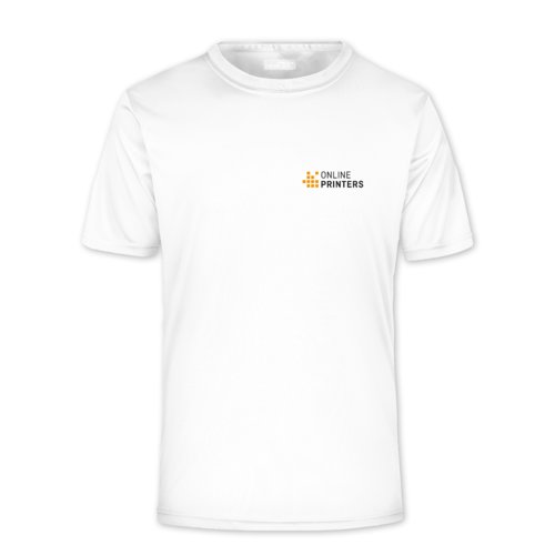 T-shirt blanc en polyester pour homme  manches courtes.