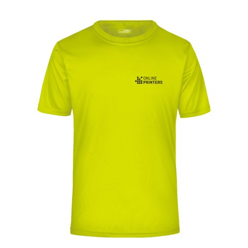 T-shirt jaune en polyester pour homme avec manches courtes.