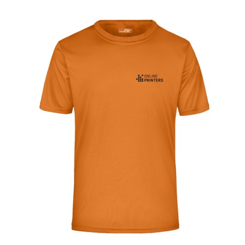 T-shirt orange en polyester avec manches courtes.