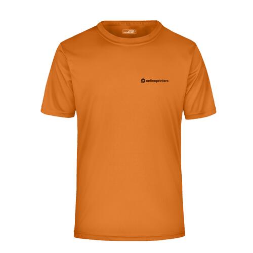T-shirt orange en polyester avec manches courtes.