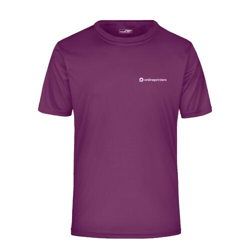 T-shirt violet en polyester pour homme avec manches courtes.