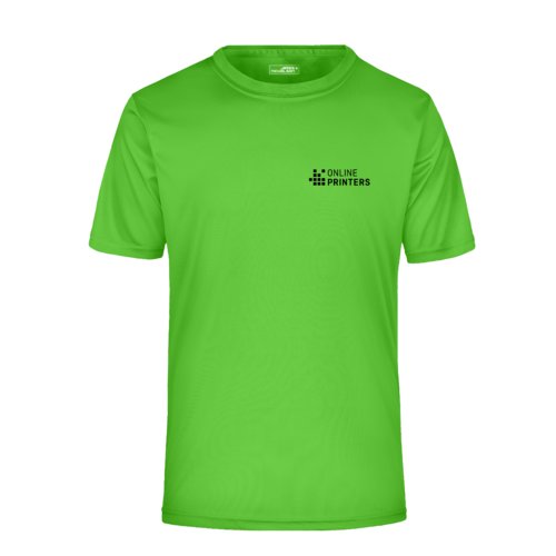 T-shirt en polyester vert pomme avec manches courtes.
