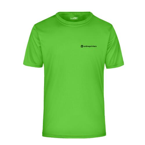 T-shirt en polyester vert pomme avec manches courtes.