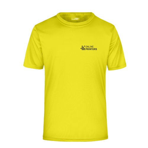 T-shirt homme jaune non en polyester  manches courtes.