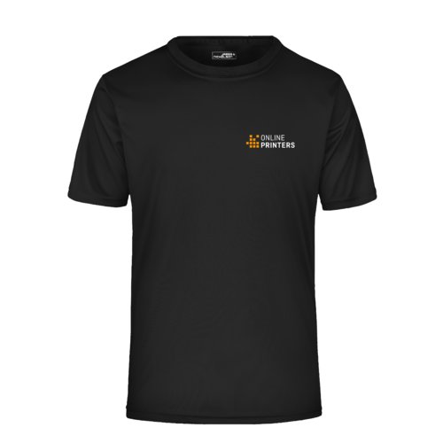 T-shirt noir en polyester  manches courtes pour hommes.