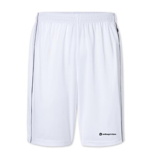 Shorts blancs en polyester avec taille �lastique et cordon de serrage.