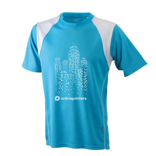 T-shirt de sport bleu clair en polyester pour hommes.