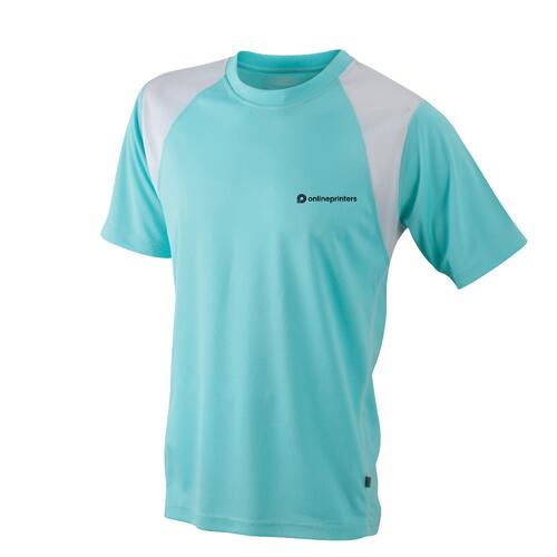 T-shirt de course en polyester vert menthe pour hommes.