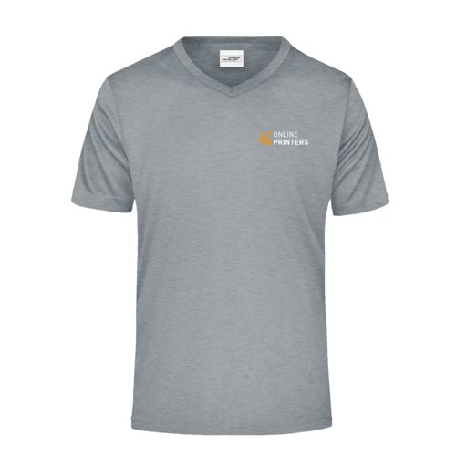 T-shirt  col en V en polyester gris chin pour hommes.