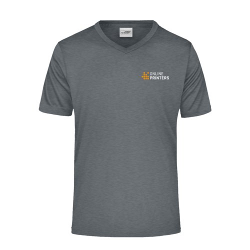 T-shirt col en V en polyester chin gris fonc.