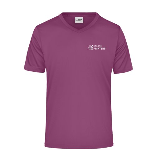 T-shirt violet en polyester  col en V pour hommes.