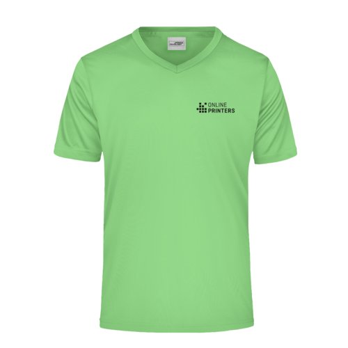 T-shirt vert pomme en polyester  col en V et manches courtes.