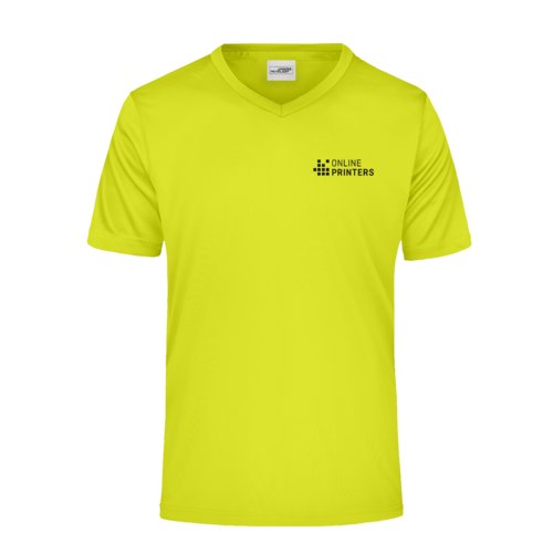 T-shirt  col en V pour homme, jaune non, en polyester,  manches courtes.