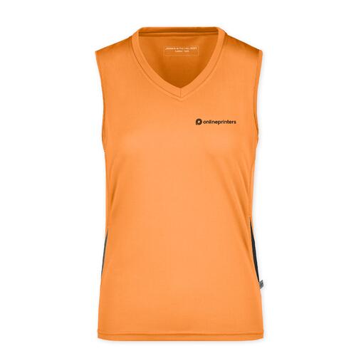 D�bardeur orange en polyester pour femme avec encolure en V.