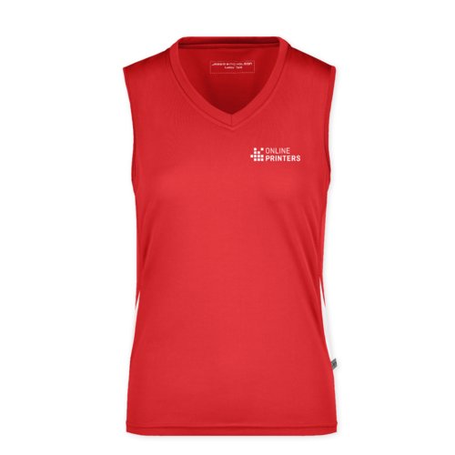 Dbardeur rouge et blanc en polyester pour femme.