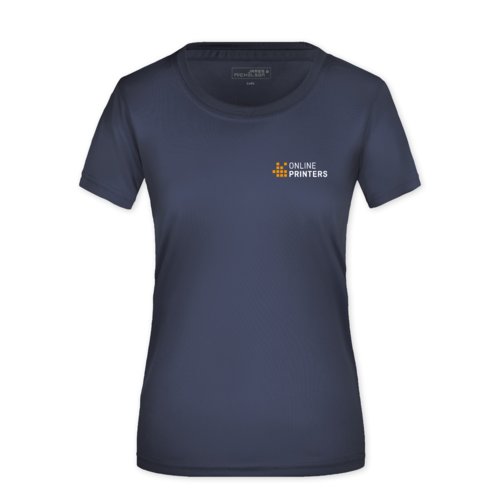 T-shirt en polyester bleu marine pour femmes.
