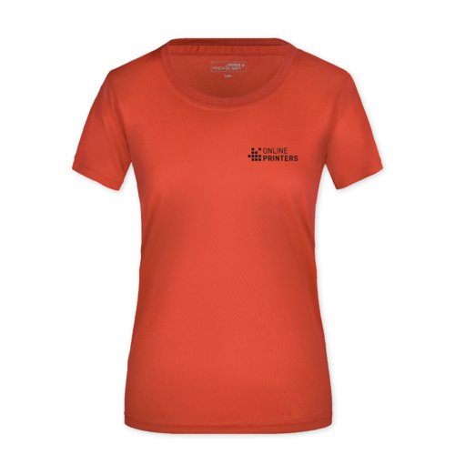 T-shirt rouge en polyester pour femmes.