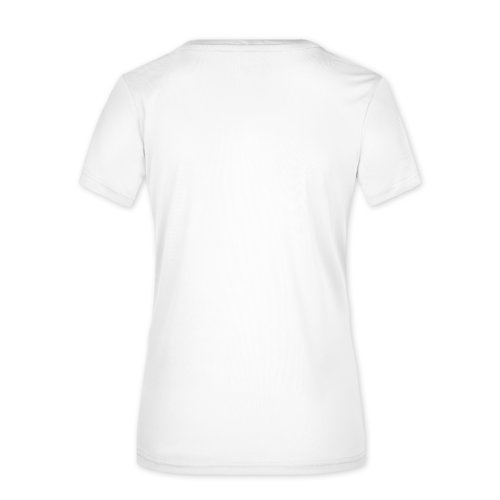 T-shirt blanc en polyester pour femmes avec manches courtes.