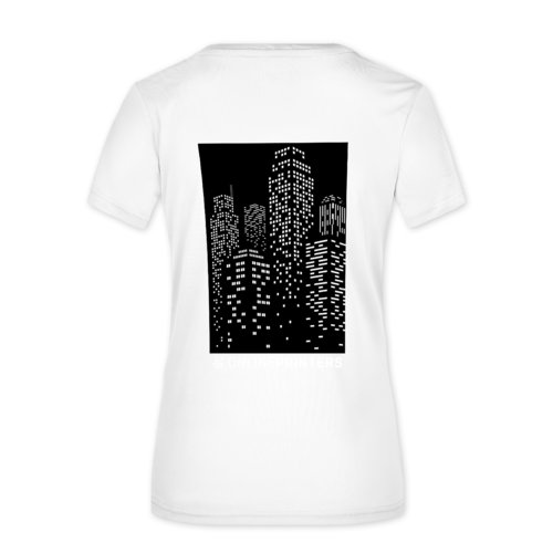 T-shirt blanc en polyester pour femmes avec manches courtes.
