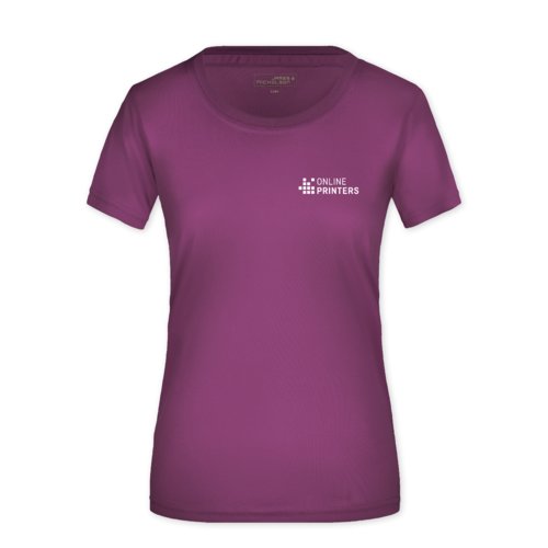 T-shirt violet en polyester pour femme.