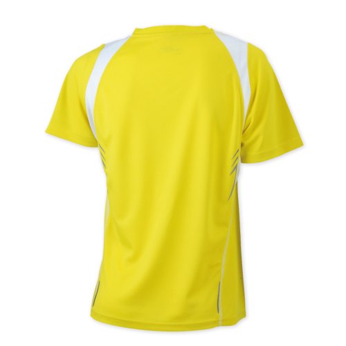 T-shirt de course jaune en polyester pour femmes.