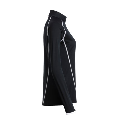 T-shirt  manches longues noir pour femme en polyester, coupe sport.