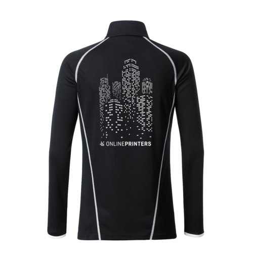 T-shirt  manches longues noir et blanc en polyester pour femmes.