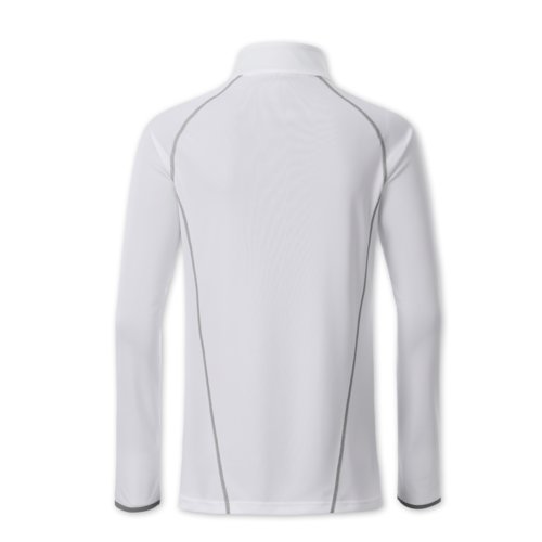 T-shirt  manches longues blanc en polyester pour femmes.