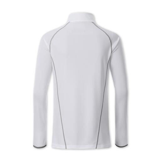 T-shirt � manches longues blanc en polyester pour femmes.
