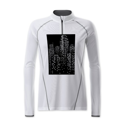 T-shirt  manches longues blanc en polyester avec fermeture clair.