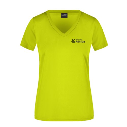 T-shirt en polyester jaune non  col en V pour femmes.