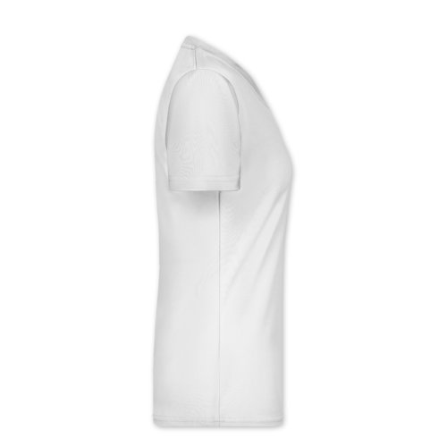 T-shirt blanc en polyester  col en V pour femme.