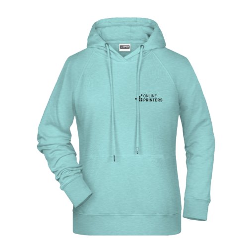 Sweat  capuche en mlange de coton vert menthe pour femmes avec cordon de serrage.