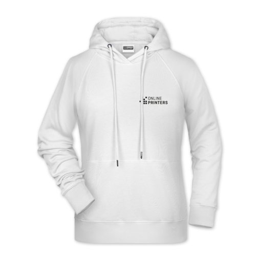 Sweat  capuche blanc en coton-polyester pour femme avec capuche et cordon de serrage.