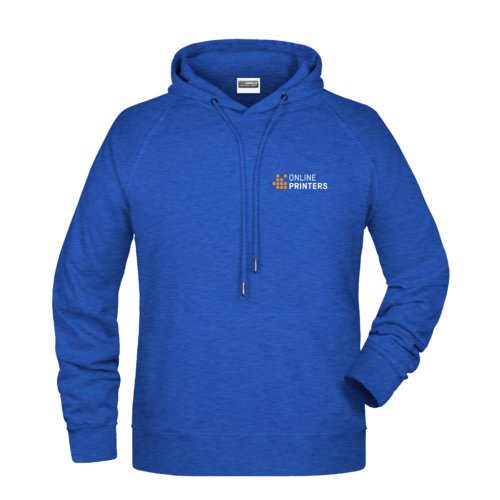 Sweat  capuche chin bleu en mlange de coton avec cordon de serrage.