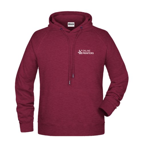 Sweat  capuche bordeaux en coton-polyester pour homme avec capuche et cordon de serrage.