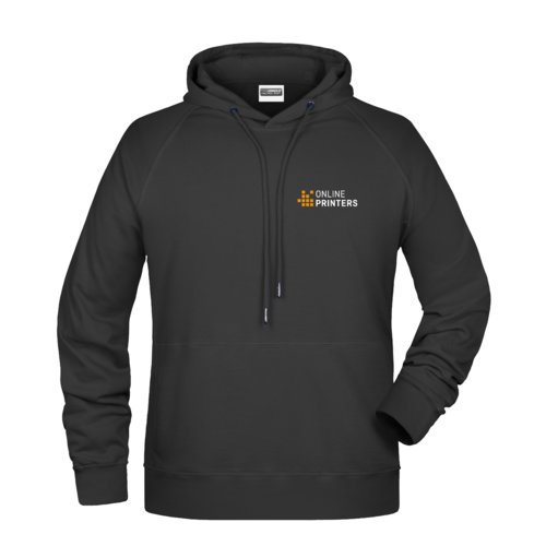 Sweat  capuche noir en coton-polyester avec cordon de serrage.
